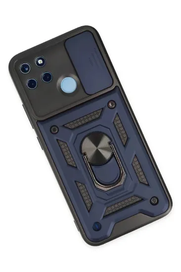 Newface Realme C25Y Kılıf Pars Lens Yüzüklü Silikon - Lacivert resmi