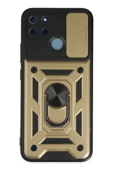 Newface Realme C25Y Kılıf Pars Lens Yüzüklü Silikon - Gold resmi