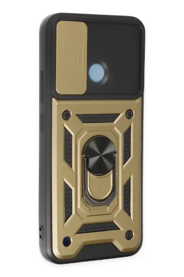Newface Realme C25Y Kılıf Pars Lens Yüzüklü Silikon - Gold resmi