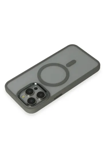 Newface iPhone 15 Pro Max Kılıf Room Magneticsafe Silikon - Gri resmi