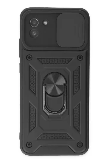 Newface Samsung Galaxy A03 Kılıf Pars Lens Yüzüklü Silikon - Siyah resmi