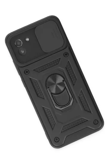 Newface Samsung Galaxy A03 Kılıf Pars Lens Yüzüklü Silikon - Siyah resmi