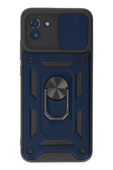 Newface Samsung Galaxy A03 Kılıf Pars Lens Yüzüklü Silikon - Lacivert resmi