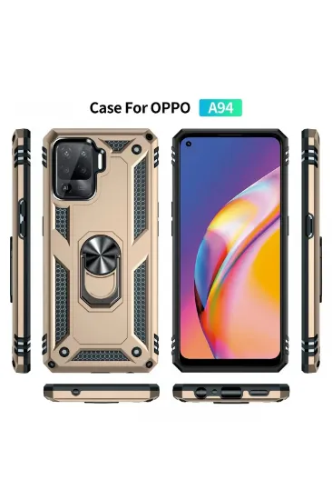 Newface Oppo Reno 5 Lite Kılıf Sofya Yüzüklü Silikon Kapak - Gold resmi