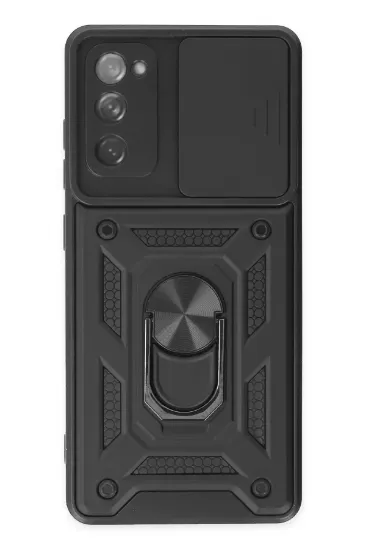 Newface Samsung Galaxy S20 FE Kılıf Pars Lens Yüzüklü Silikon - Siyah resmi
