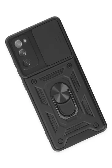 Newface Samsung Galaxy S20 FE Kılıf Pars Lens Yüzüklü Silikon - Siyah resmi