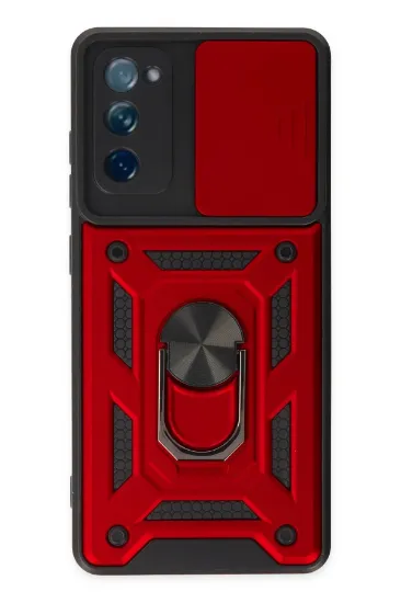 Newface Samsung Galaxy S20 FE Kılıf Pars Lens Yüzüklü Silikon - Kırmızı resmi