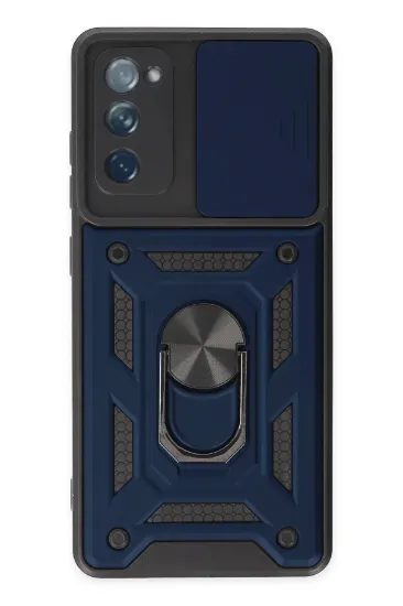 Newface Samsung Galaxy S20 FE Kılıf Pars Lens Yüzüklü Silikon - Lacivert resmi