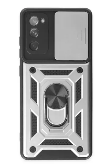 Newface Samsung Galaxy S20 FE Kılıf Pars Lens Yüzüklü Silikon - Gümüş resmi