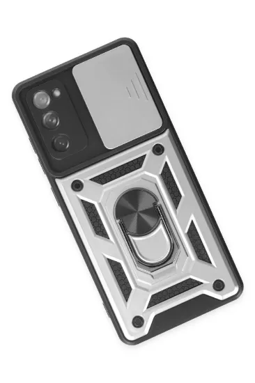 Newface Samsung Galaxy S20 FE Kılıf Pars Lens Yüzüklü Silikon - Gümüş resmi