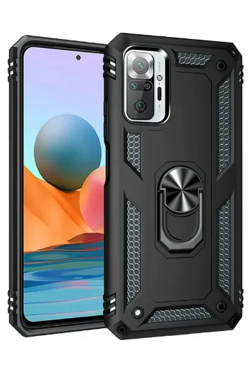 Newface Xiaomi Redmi Note 10 Pro Kılıf Sofya Yüzüklü Silikon Kapak - Siyah resmi