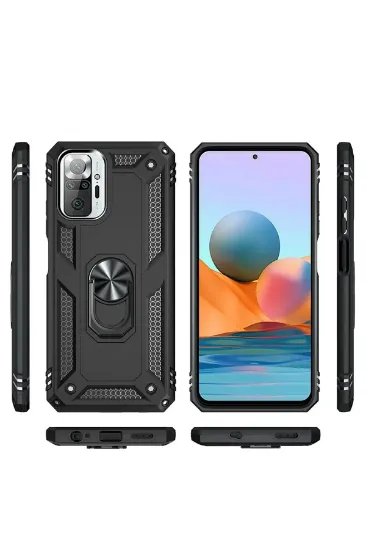 Newface Xiaomi Redmi Note 10 Pro Kılıf Sofya Yüzüklü Silikon Kapak - Siyah resmi