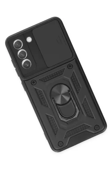 Newface Samsung Galaxy S21 FE Kılıf Pars Lens Yüzüklü Silikon - Siyah resmi