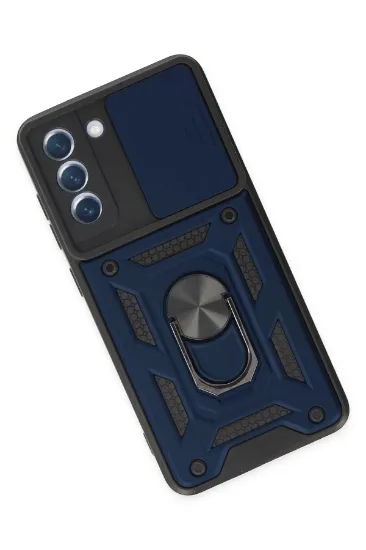 Newface Samsung Galaxy S21 FE Kılıf Pars Lens Yüzüklü Silikon - Lacivert resmi