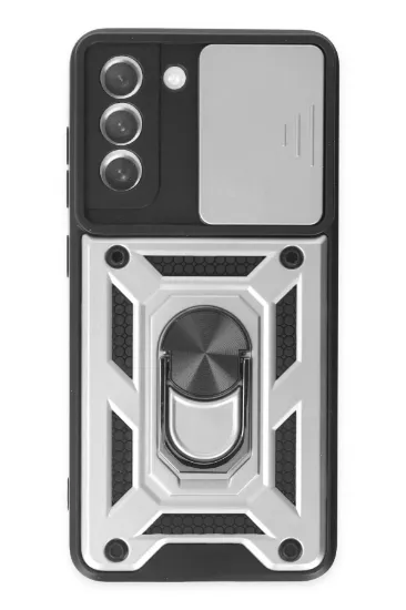 Newface Samsung Galaxy S21 FE Kılıf Pars Lens Yüzüklü Silikon - Gümüş resmi