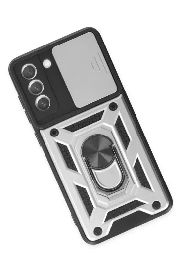 Newface Samsung Galaxy S21 FE Kılıf Pars Lens Yüzüklü Silikon - Gümüş resmi