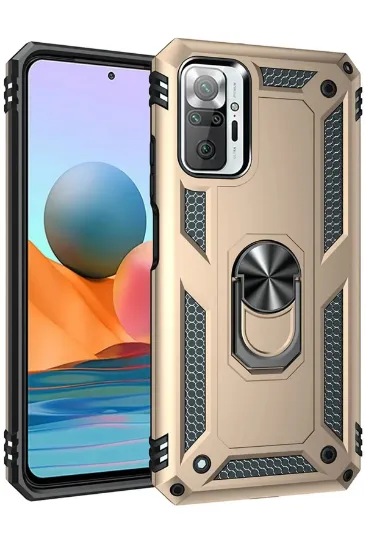 Newface Xiaomi Redmi Note 10 Pro Kılıf Sofya Yüzüklü Silikon Kapak - Gold resmi