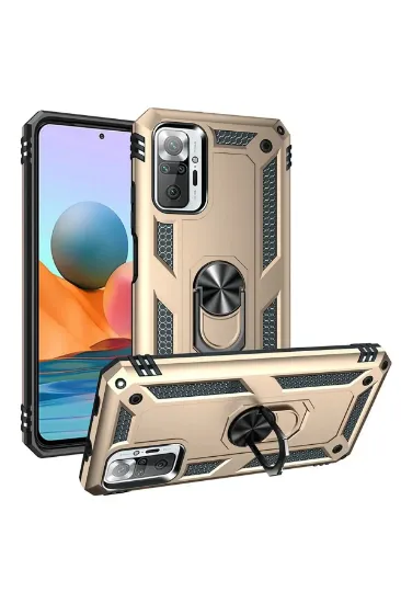 Newface Xiaomi Redmi Note 10 Pro Kılıf Sofya Yüzüklü Silikon Kapak - Gold resmi