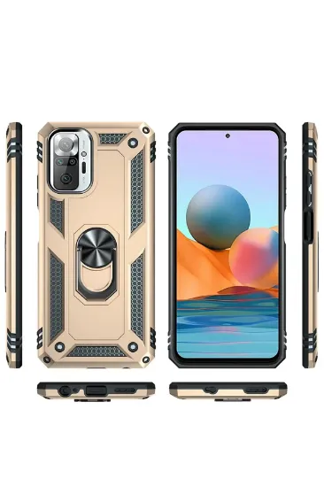 Newface Xiaomi Redmi Note 10 Pro Kılıf Sofya Yüzüklü Silikon Kapak - Gold resmi