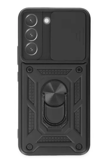 Newface Samsung Galaxy S22 Kılıf Pars Lens Yüzüklü Silikon - Siyah resmi