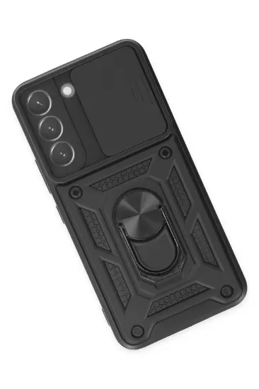 Newface Samsung Galaxy S22 Kılıf Pars Lens Yüzüklü Silikon - Siyah resmi