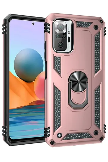 Newface Xiaomi Redmi Note 10 Pro Kılıf Sofya Yüzüklü Silikon Kapak - Rose resmi