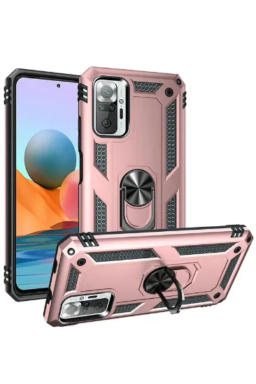 Newface Xiaomi Redmi Note 10 Pro Kılıf Sofya Yüzüklü Silikon Kapak - Rose resmi