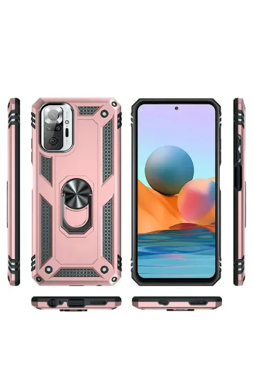 Newface Xiaomi Redmi Note 10 Pro Kılıf Sofya Yüzüklü Silikon Kapak - Rose resmi