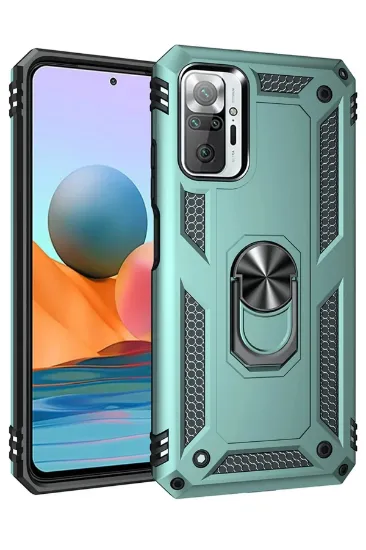 Newface Xiaomi Redmi Note 10 Pro Kılıf Sofya Yüzüklü Silikon Kapak - Yeşil resmi