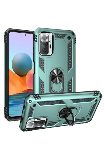 Newface Xiaomi Redmi Note 10 Pro Kılıf Sofya Yüzüklü Silikon Kapak - Yeşil resmi