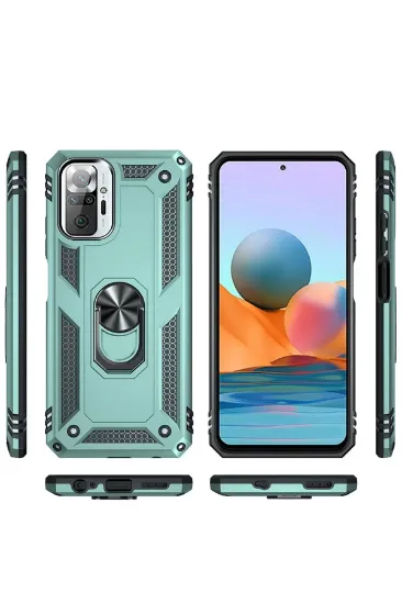 Newface Xiaomi Redmi Note 10 Pro Kılıf Sofya Yüzüklü Silikon Kapak - Yeşil resmi