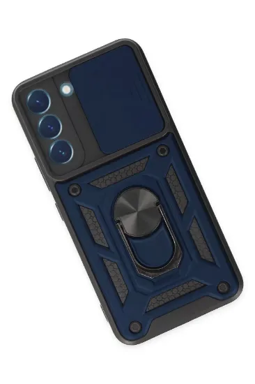 Newface Samsung Galaxy S22 Kılıf Pars Lens Yüzüklü Silikon - Lacivert resmi
