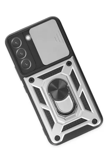 Newface Samsung Galaxy S22 Kılıf Pars Lens Yüzüklü Silikon - Gümüş resmi