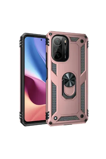 Newface Xiaomi Poco F3 Kılıf Sofya Yüzüklü Silikon Kapak - Rose resmi