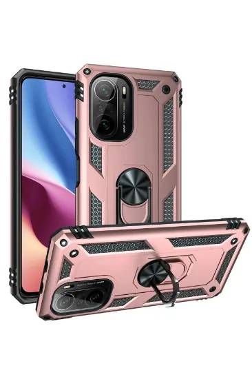 Newface Xiaomi Poco F3 Kılıf Sofya Yüzüklü Silikon Kapak - Rose resmi