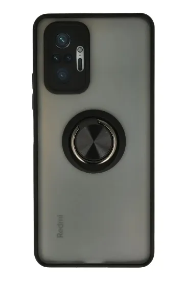 Newface Xiaomi Redmi Note 10 Pro Kılıf Montreal Yüzüklü Silikon Kapak - Siyah resmi