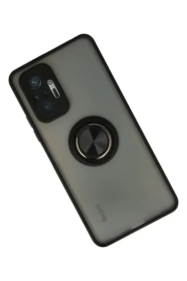 Newface Xiaomi Redmi Note 10 Pro Kılıf Montreal Yüzüklü Silikon Kapak - Siyah resmi