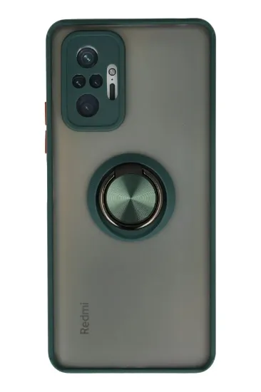 Newface Xiaomi Redmi Note 10 Pro Kılıf Montreal Yüzüklü Silikon Kapak - Yeşil resmi