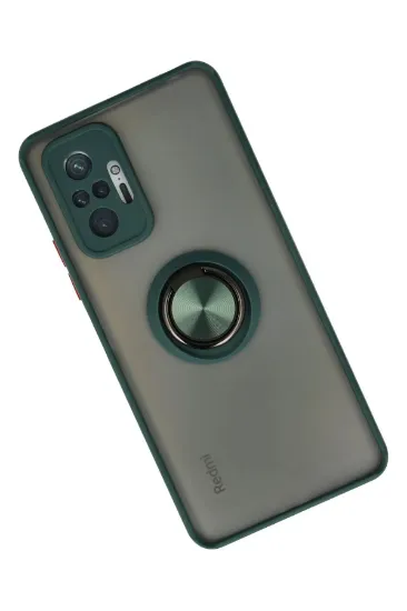 Newface Xiaomi Redmi Note 10 Pro Kılıf Montreal Yüzüklü Silikon Kapak - Yeşil resmi