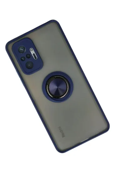 Newface Xiaomi Redmi Note 10 Pro Kılıf Montreal Yüzüklü Silikon Kapak - Lacivert resmi