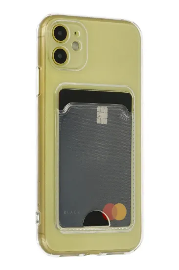 Newface iPhone 11 Kılıf Kart Şeffaf Silikon - Şeffaf resmi