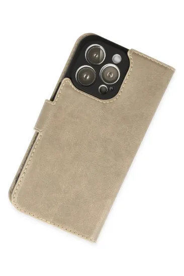 Newface iPhone 14 Pro Max Kılıf Trend S Plus Kapaklı Kılıf - Gold resmi