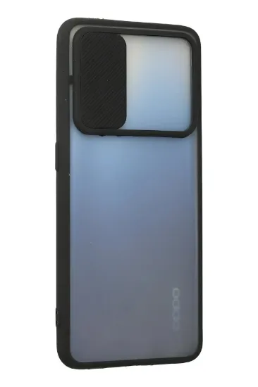 Newface Oppo A74 4G Kılıf Palm Buzlu Kamera Sürgülü Silikon - Siyah resmi