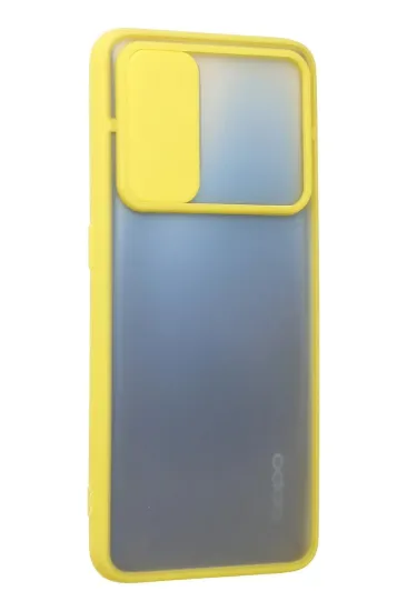 Newface Oppo A74 4G Kılıf Palm Buzlu Kamera Sürgülü Silikon - Sarı resmi