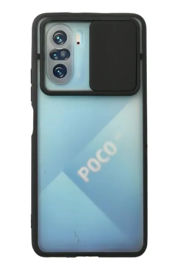 Newface Xiaomi Poco F3 Kılıf Palm Buzlu Kamera Sürgülü Silikon - Siyah resmi