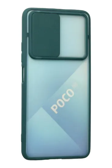 Newface Xiaomi Poco F3 Kılıf Palm Buzlu Kamera Sürgülü Silikon - Yeşil resmi