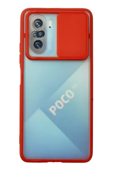 Newface Xiaomi Poco F3 Kılıf Palm Buzlu Kamera Sürgülü Silikon - Kırmızı resmi