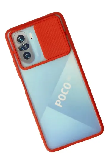 Newface Xiaomi Poco F3 Kılıf Palm Buzlu Kamera Sürgülü Silikon - Kırmızı resmi