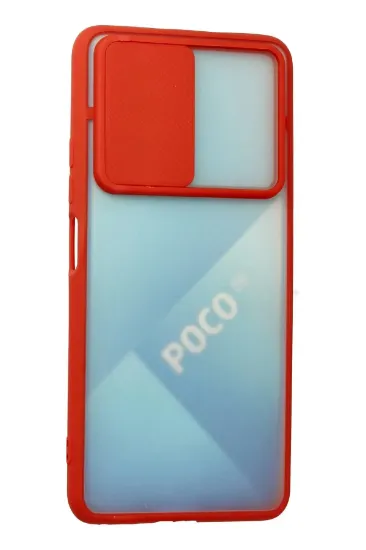 Newface Xiaomi Poco F3 Kılıf Palm Buzlu Kamera Sürgülü Silikon - Kırmızı resmi