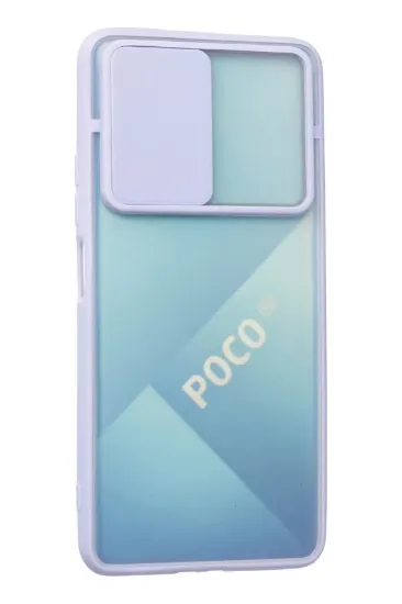 Newface Xiaomi Poco F3 Kılıf Palm Buzlu Kamera Sürgülü Silikon - Lila resmi